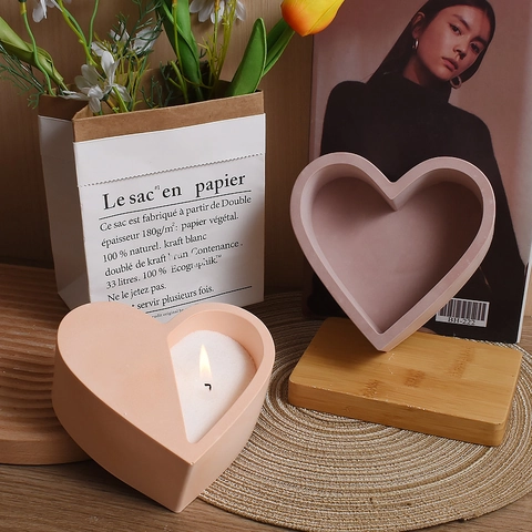 Heart Shaped Silicone Mold DIY Scented Candle Cup Resin Casting Plaster Succulent Flower Pot Storage Box Ornament