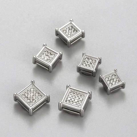 Magnetic Stud Earrings Stainless Steel Cubic Zirconia Non Piercing Square Round Fashion Jewelry For Women Men