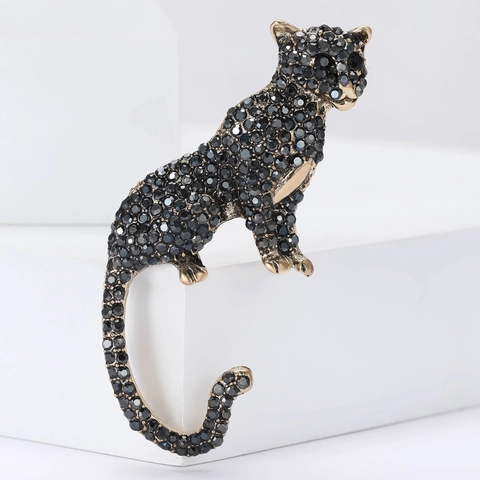 Broche Léopard Alliage Strass Bijou Animal Rétro Hommes Femmes Manteaux Costumes Badge Mode Style Vintage