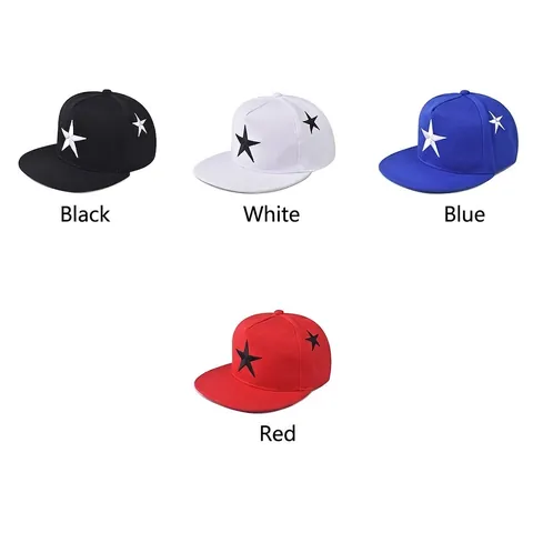 Cappello Da Baseball A Tesa Piatta Ricamo Stella Cotone Hip Hop Snapback Cappello Protezione Solare Unisex Regolabile