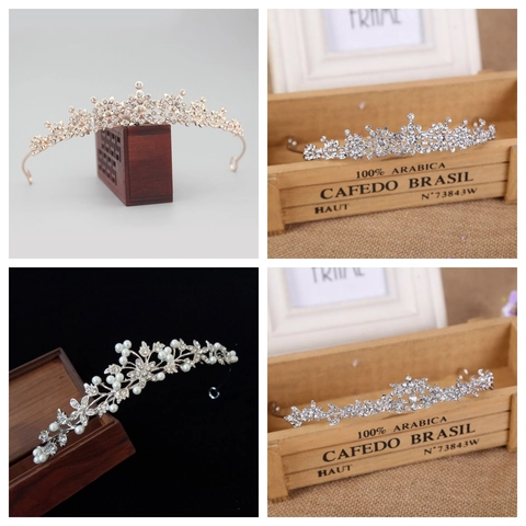Corona Da Sposa Tiara Per Donne Elegante Lega Strass Floreale Copricapo Luccicante Perla Artificial Finta Accessori Capelli Matrimonio