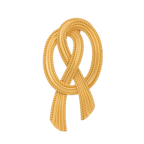 Spilla a Fiocco in Oro Vintage Francese per Donna Elegante Spilla a Nodo in Nastro di Lega per Cappotti Abiti Gioielli di Moda