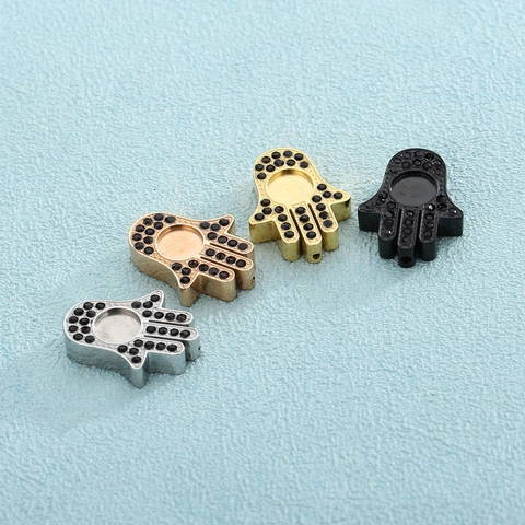 Dije Mano De Hamsa Acero Inoxidable Diamantes De Imitación Engaste Redondo Para Creación De Joyas Accesorio Colgante