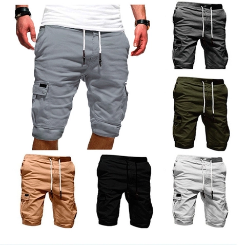 Heren Casual Cargo Shorts Zomer Meerdere Zakken Polyester Modal Mix Trekkoord Elastische Hoge Taille Slim Fit Sport Shorts
