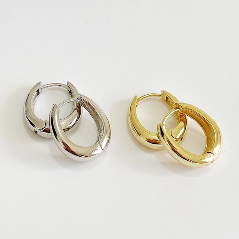 Orecchini A Cerchio In Argento Sterling 925 Geometrici Minimalisti Arco Spesso Stile Industriale Donna