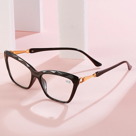 Occhiali Da Lettura Cat Eye Moda Bordo Taglio Diamante Montatura PC Lente Resina HD Eleganti Per Donne