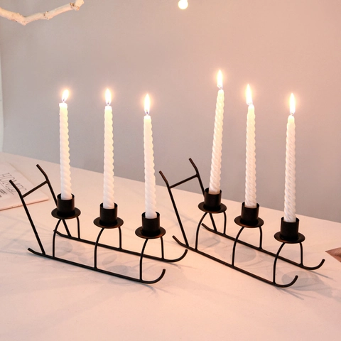 Sleigh Metal Candle Holder Candelabra Nordic Modern Style Christmas Dinner Table Decor Iron Home Atmosphere Ornament Elegant