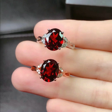 Vintage Ovale Rode Imitatie Granaat Ring Koper Hol Blad Ontwerp Zirkoon Verstelbare Open Vinger Sieraden Voor Dames
