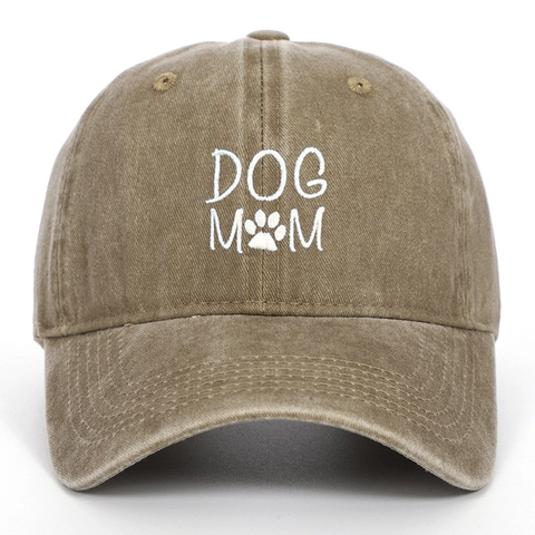 Casquette De Baseball Dog Mom Coton Lavé Brodé Vintage Ajustable Chapeau De Soleil Décontracté Extérieur
