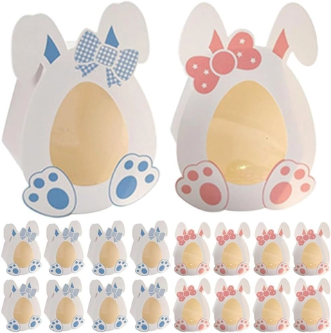 Confezione Regalo Per Caramelle In Carta Forma Coniglio Di Pasqua Con Finestra A Uovo Trasparente Pieghevole