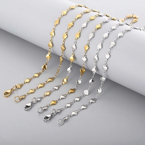 Collar De Eslabones Con Forma De Corazón De Acero Inoxidable Joyería De Moda Galvanizada Minimalista Para Mujer