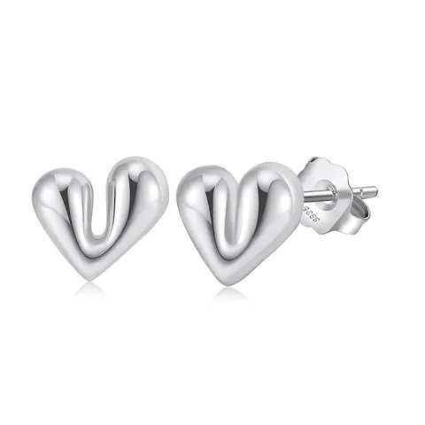 Pendientes de Botón de Corazón de Plata de Ley 925 Chapados en Oro Pendientes Geométricos Joyería Ligera para Mujer Regalo