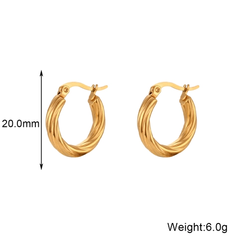 Gedraaide Croissant Creolen Van Roestvrij Staal 18K Verguld C-Vorm Minimalistische Mode Sieraden Voor Dames