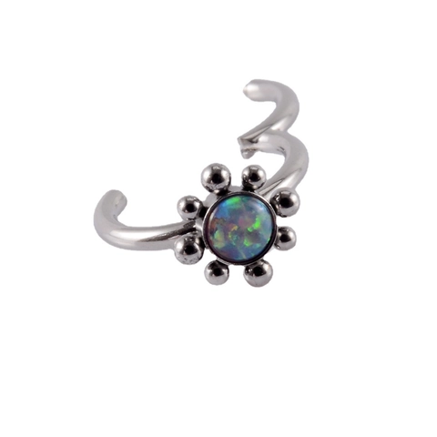Anello Al Naso Septum Clicker In Acciaio Inossidabile Con Opale Sintetico E Strass Gioielli Per Piercing