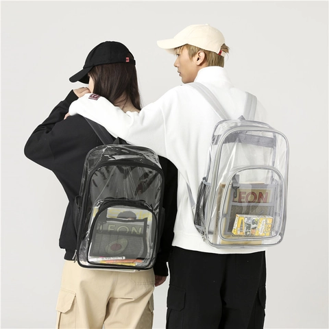 Mochila Transparente PVC Impermeable Gran Capacidad Bolsa Escolar Clara Mochila De Viaje Para Hombres Mujeres Unisex