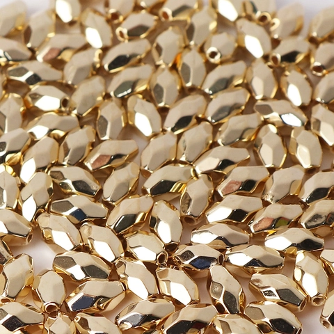Perle Distanziatrici A Diamante Sfaccettate CCB Perle A Tubo In Plastica Placcata Oro Per Creazione Gioielli Fai Da Te Bracciali Collane