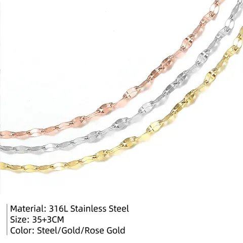 Collar Minimalista de Doble Capa de Barra de Acero Inoxidable 316L para Mujer Collar con Colgante Geométrico Chapado en Oro de 18K Joyería de Moda