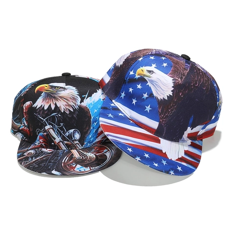 Hip Hop Snapback Pet Polyester Platte Rand Honkbalpet Met Amerikaanse Vlag Adelaar Dollar Eend Ruimte Sterrenhemel Print Zomer Outdoor Streetwear Pet
