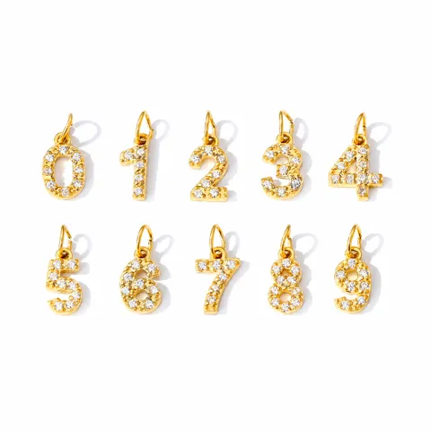 Edelstahl Zirkonia Zahl Anhänger Charms Für Damen DIY Schmuckherstellung Minimalistisch Gold Silber Glückszahl Schmuck