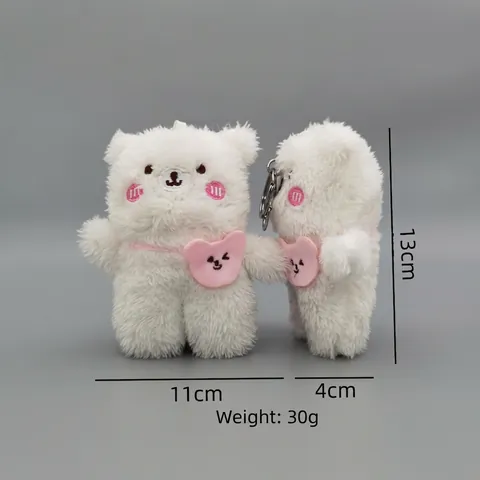 Simpatico Portachiavi In Peluche Animale Orso Coniglio Pendente Morbido Imbottito Zaino Charms Borsa A Cuore Ricamata