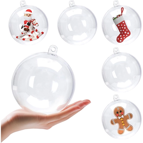 Christmas Ball Ornaments Clear Plastic Fillable Baubles Transparent Hollow Sphere DIY Holiday Party Decoration