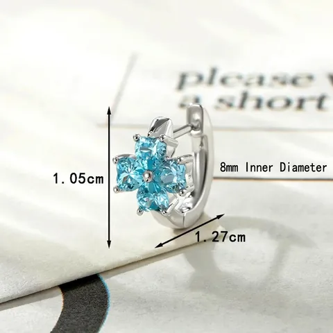 Clover Hoop Earrings Copper Zircon Heart Flower Sweet Simple Dainty Jewelry For Women