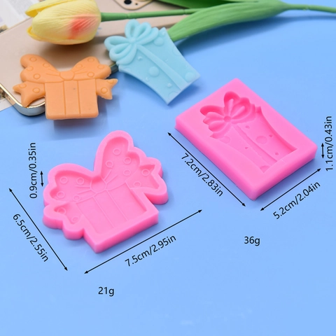 Gift Design Bow Shape Silicone Mold Polka Dot Texture Fondant Chocolate Baking DIY Craft Cake Decoration Dessert Tool