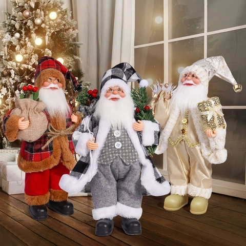 Statuette Di Babbo Natale In Piedi Tessuto Peluche Realistico Decorazione Festa Scrivania Natale Ornamento Festivo Regalo