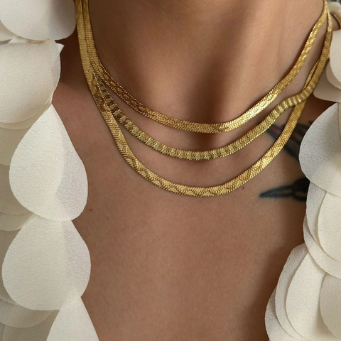 Collana A Spina Di Pesce Catena A Serpente Acciaio Inossidabile Oro Argento Tono Gioielli Minimalisti Per Donne