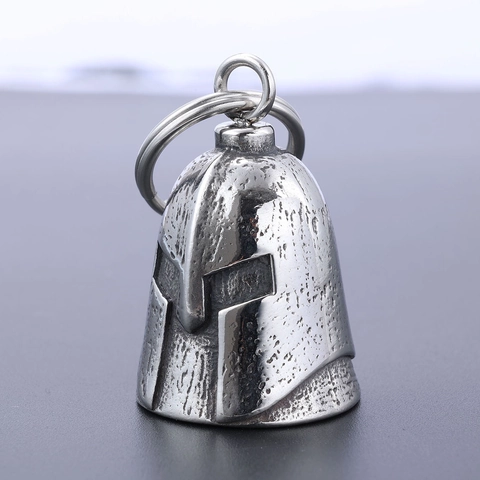 Pendente Campanello Casco Spartano Collana Acciaio Inossidabile Vintage Punk Biker Campanella Moto Uomo