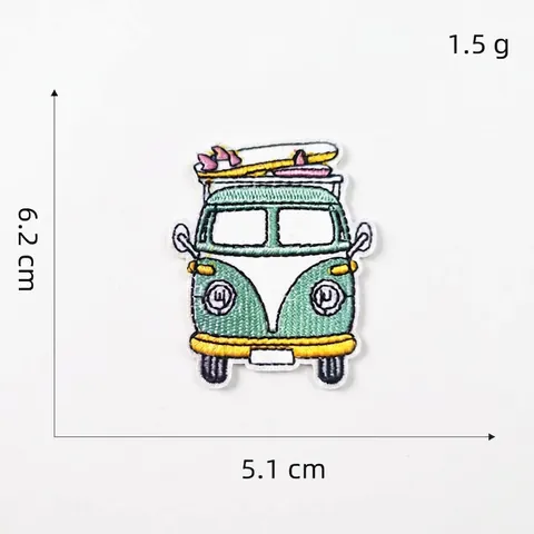 Cartoon Embroidery Patches Iron On Embroidered Cloth Stickers For Clothing Bags Decoration Planet Sun Rainbow Bus Patches
