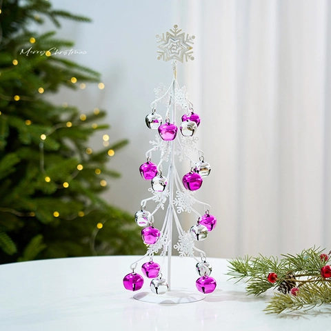 Décoration De Sapin De Noël De Bureau En Fer Moderne Avec Cloches En Métal Rose Et Argent Décor De Table De Fête