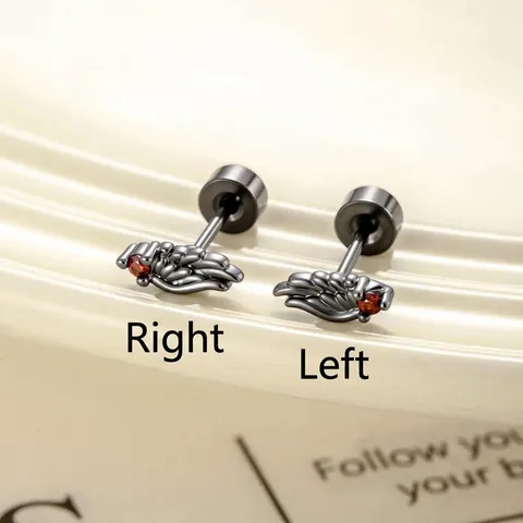 Engel Vleugel Oorkraakbeen Studs Titanium Staal Koper Zirkoon Schroefsluiting Piercing Sieraden Gothic Punk Unisex