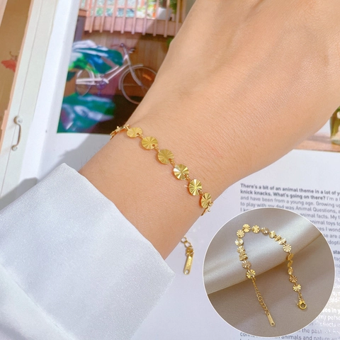 Bracciale A Catena Con Dischi Rotondi Minimalista In Acciaio Inossidabile Texture Geometrica Gioielli Regolabili Per Donna Stile Vintage