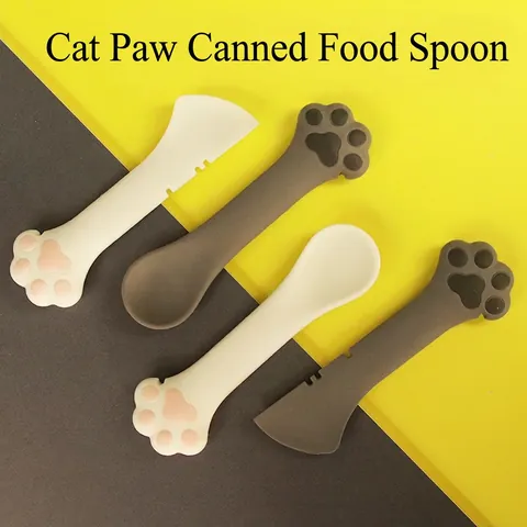 Cat Paw Silicone Canned Food Spoon Multi Functional Pet Can Opener Lid Feeding Scoop Accessory For Cats Dogs