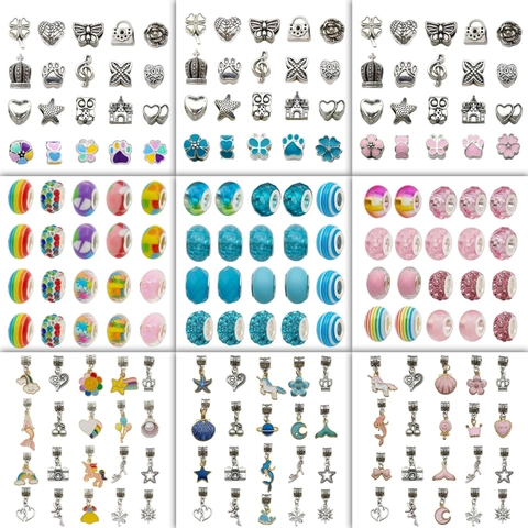 DIY Jewelry Making Charms Beads Alloy Enamel Glass Rhinestone Large Hole Cartoon Style For Girls Bracelet Necklace