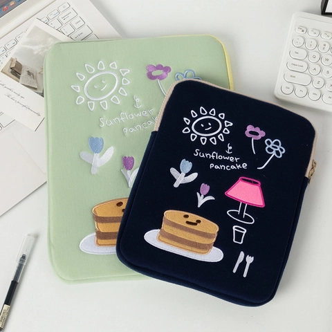 Custodia Per Laptop Poliestere Ricamato Cartoon Sole Pancake Antiurto Cover Protettiva Per Tablet Notebook