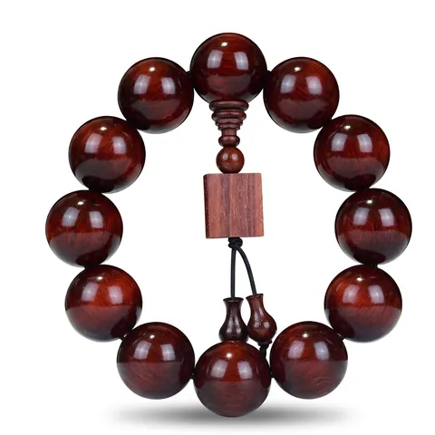 Bracelet Perles Bois Naturel Bois De Rose Lobulaire Santal Perles Rondes Style Ethnique Mala Bouddhiste Prière Bijoux