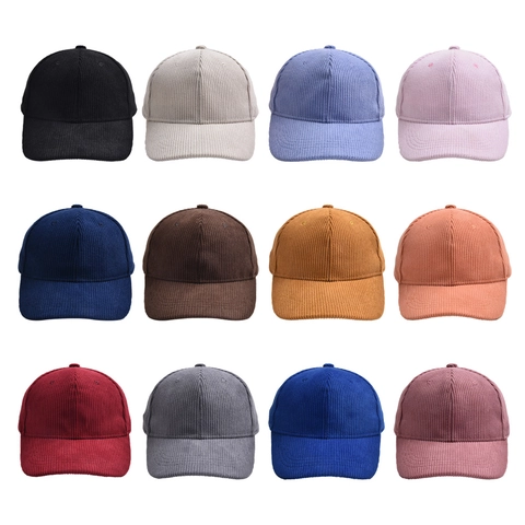 Corduroy Baseball Cap Adjustable Solid Color Casual Soft Sun Protection Hat For Kids And Adults Outdoor Sports