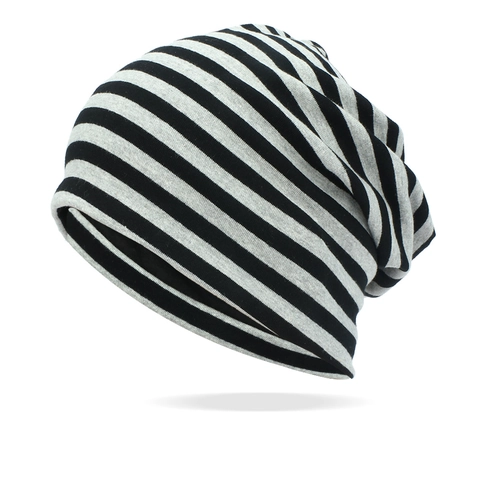 Berretto Beanie Slouchy In Cotone A Righe Sottile Traspirante Casual Skull Cap Per Donna Uomo Cuffia Da Notte Leggera