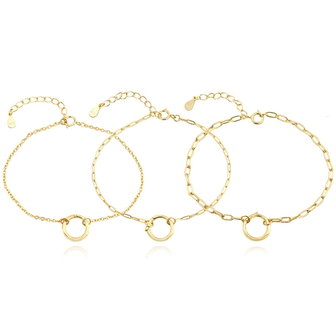 925 Sterling Silver Chain Bracelet Vintage Round Ring Link Adjustable Fashion Jewelry Gift For Women