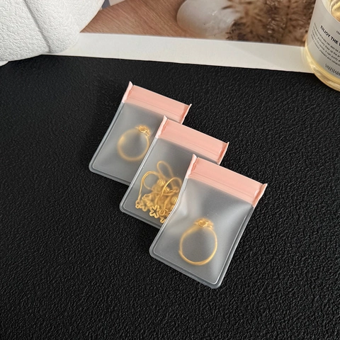 Jewelry Packaging Bags Reusable EVA Plastic Anti-Oxidation Storage Pouches For Earrings Necklaces Rings Pink Zip Lock