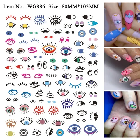 Evil Eye Nail Art Sticker 3D Selbstklebend Nazar Hamsa Hand Bohemia Stil DIY Maniküre Dekorationen Für Frauen