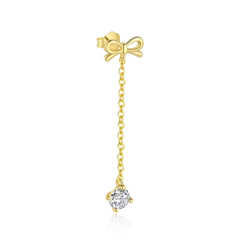 Pendientes Botón Con Lazo Poste Plata Ley 925 Circonita Hueca Chapado Oro Joyería Moda Para Mujer