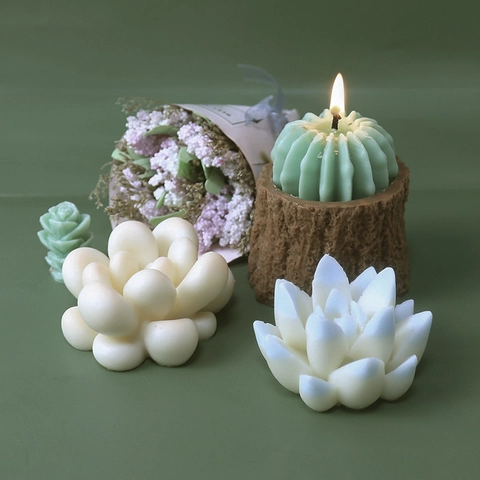 3D Succulent Cactus Silicone Mold For DIY Scented Candle Aromatherapy Stone Gypsum Resin Craft Baking Cake Handmade Soap