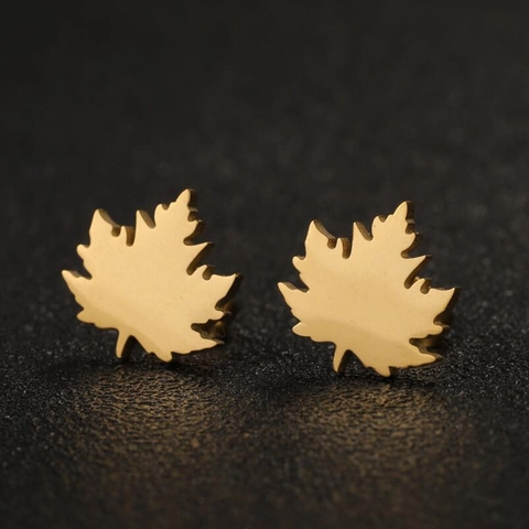 Σκουλαρίκια Maple Leaf Από Ανοξείδωτο Ατσάλι Απλό Μινιμαλιστικό Κόσμημα Για Γυναίκες