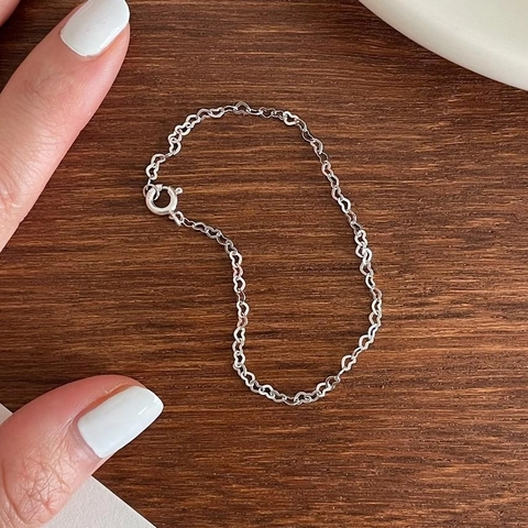 Bracciale Con Maglie A Cuore In Argento Sterling 925 Gioielli A Catena Geometrica Intrecciata Minimalista Per Donne