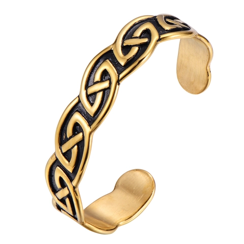 Men Vintage Viking Bracelet Stainless Steel Celtic Knot Retro Nordic Open Cuff Bangle Jewelry