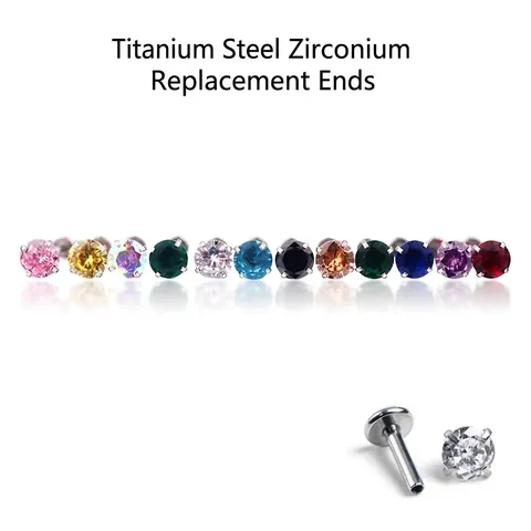 Internal Thread Titanium Steel Zirconia Replacement Head Round Cut Piercing Stud Body Jewelry For Labret Ear Medusa