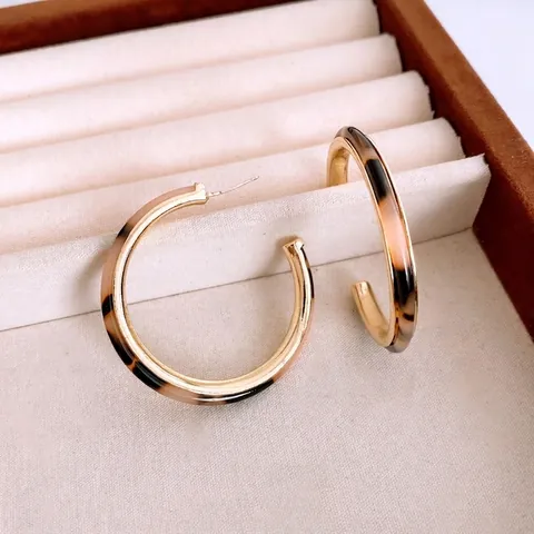 Vintage C-Vormige Multi-Gekleurde Oorbellen Met 925 Sterling Zilveren Oorsteker Hars Legering Voor Dames Mode